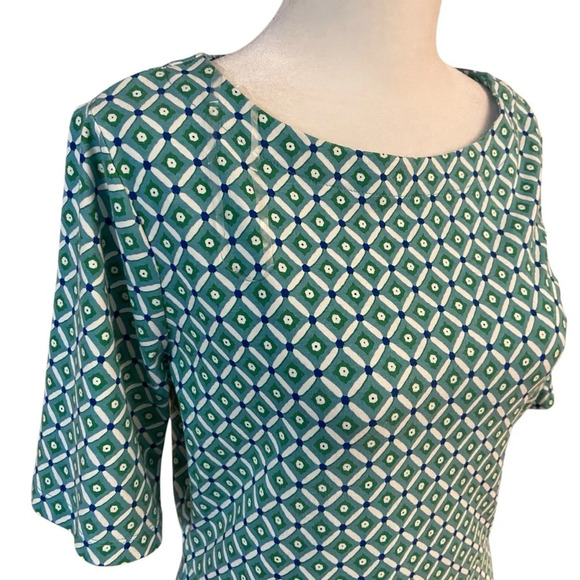 Croft & Barrow Stretch Fit & Flare Dress Size M Teal White Boatneck Stretch Work - Picture 4 of 10